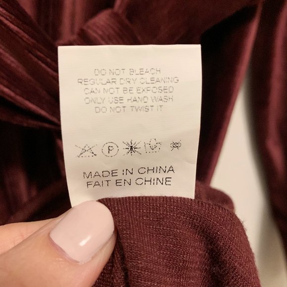 Wine Colored Long Sleeve Winter Velvet Dress Large - Picture 4 of 5